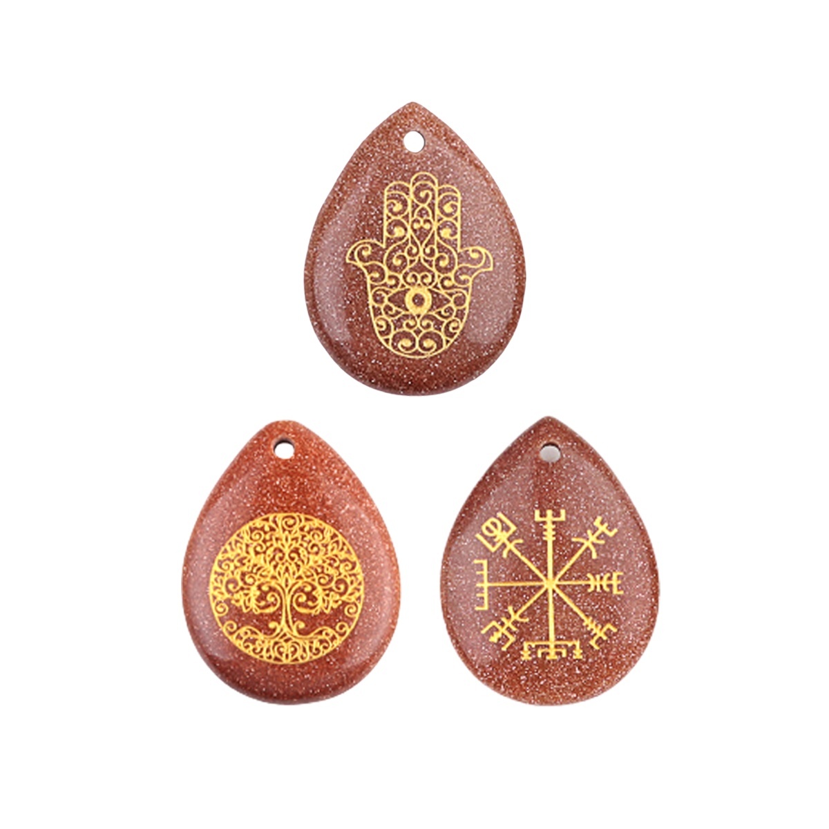 Gold Life of Tree Teardrop Gemstone Pendant for Making Jewelry