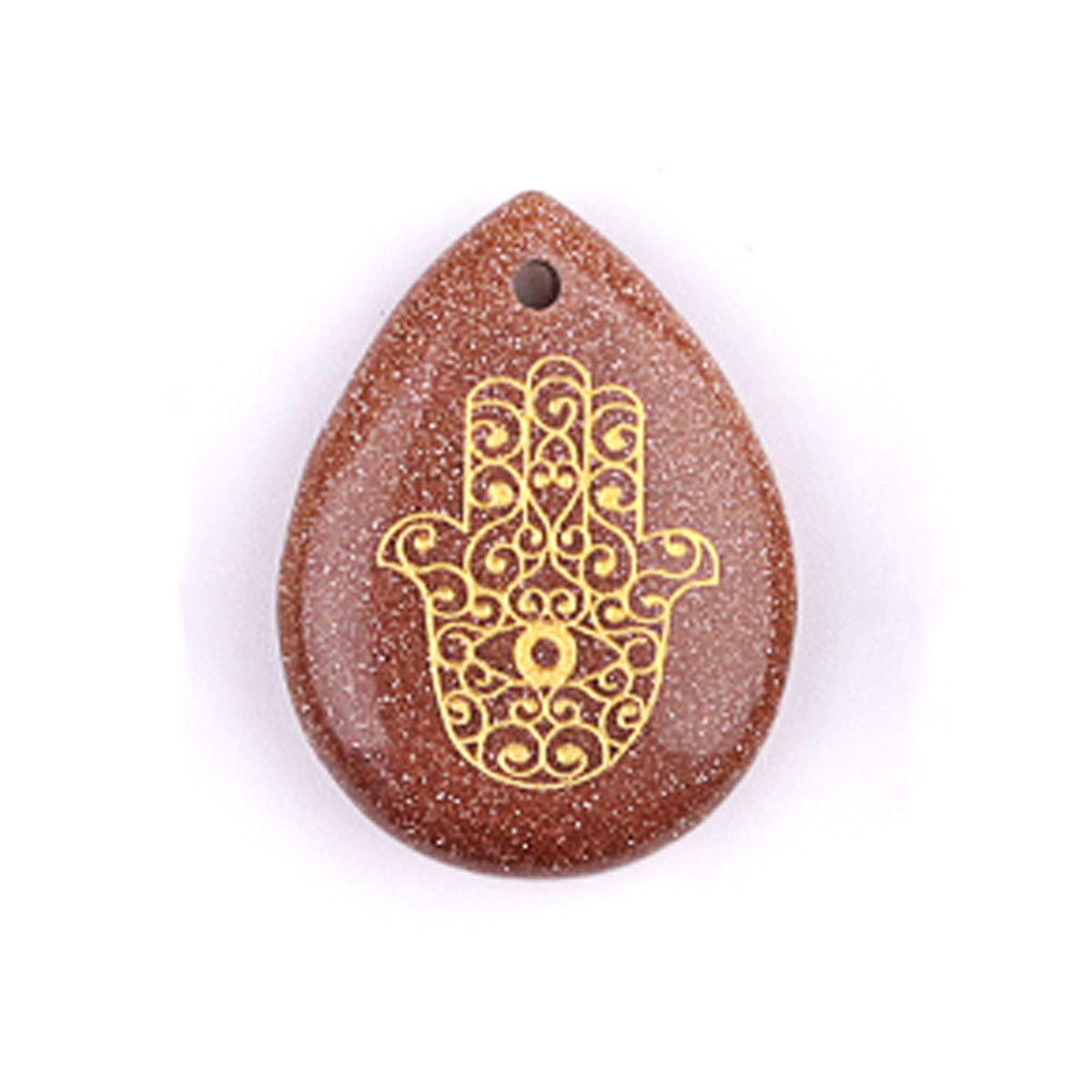 Gold Fatima Hand Teardrop Gemstone Pendant for Making Jewelry