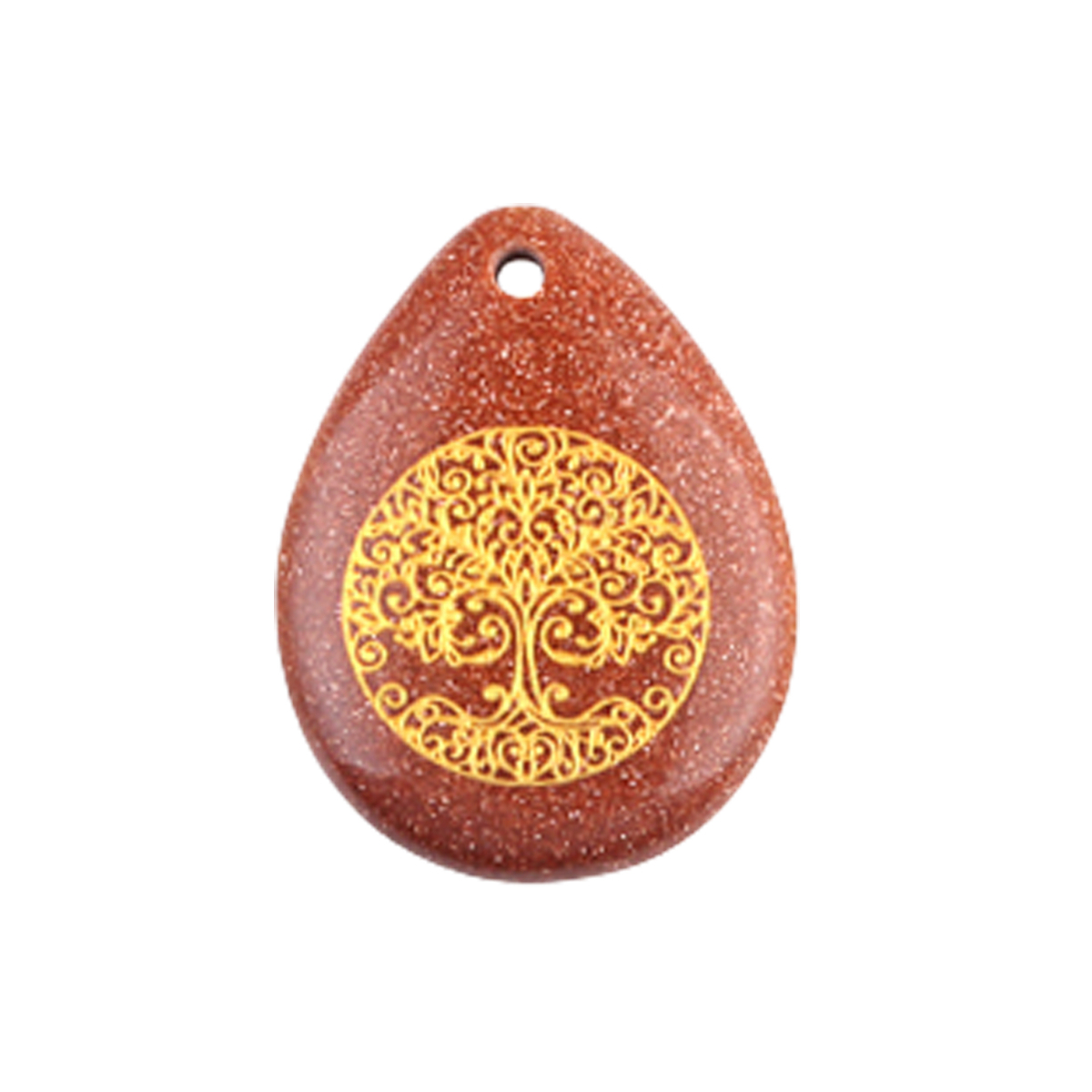 Gold Life of Tree Teardrop Gemstone Pendant for Making Jewelry