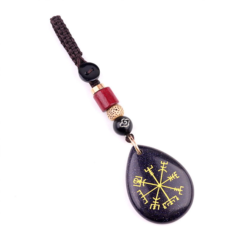 Gold Directional Sign Teardrop Gemstone Pendant keychain Accessories