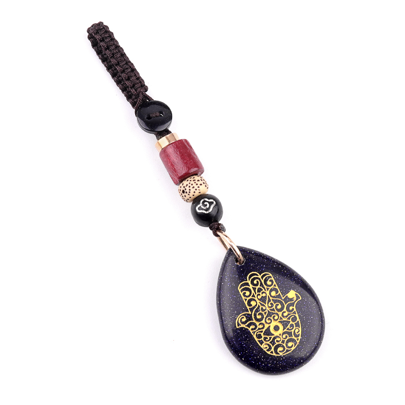 Gold Fatima Hand Teardrop Gemstone Pendant keychain Accessories
