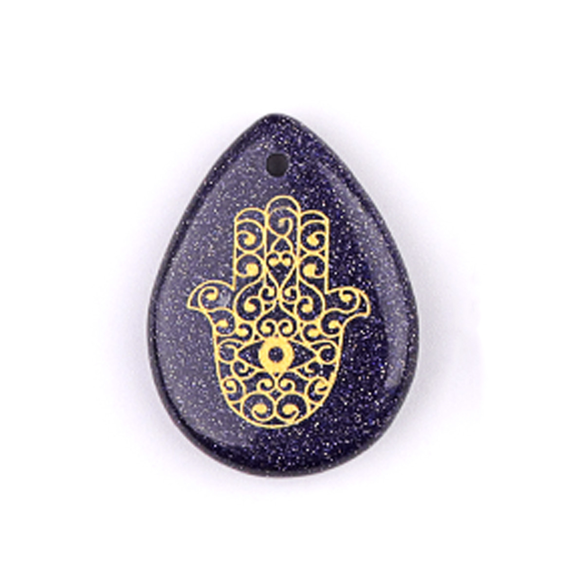 Gold Fatima Hand Teardrop Gemstone Pendant for Making Jewelry