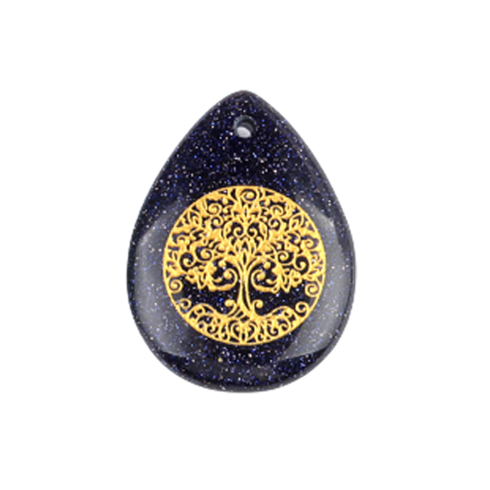 Gold Fatima Hand Teardrop Gemstone Pendant for Making Jewelry