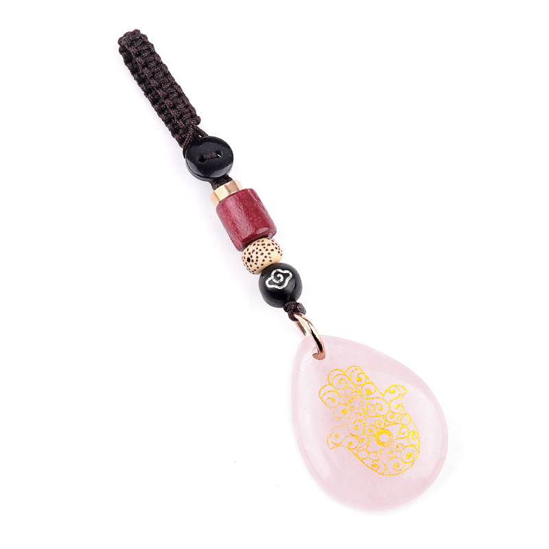 Gold Fatima Hand Teardrop Gemstone Pendant keychain Accessories
