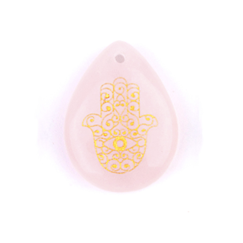 Gold Fatima Hand Teardrop Gemstone Pendant for Making Jewelry