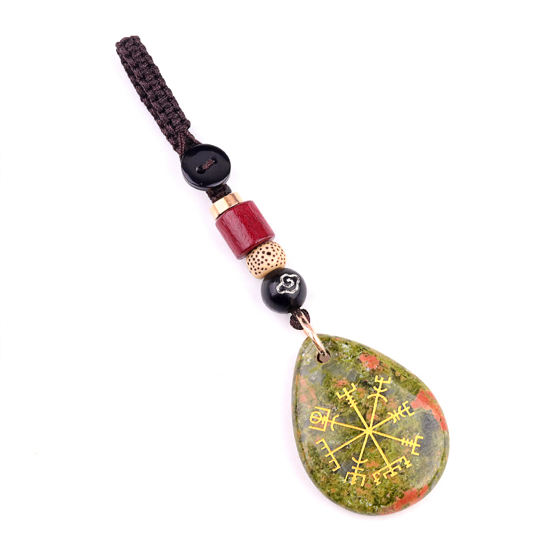 Gold Directional Sign Teardrop Gemstone Pendant keychain Accessories