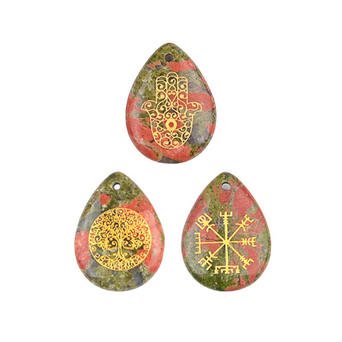 Gold Life of Tree Teardrop Gemstone Pendant for Making Jewelry