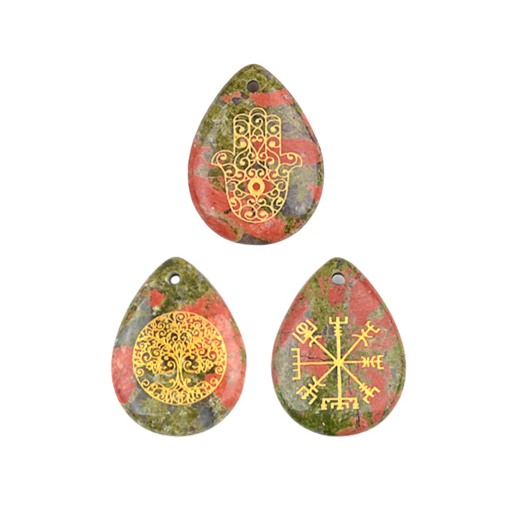 Gold Fatima Hand Teardrop Gemstone Pendant for Making Jewelry