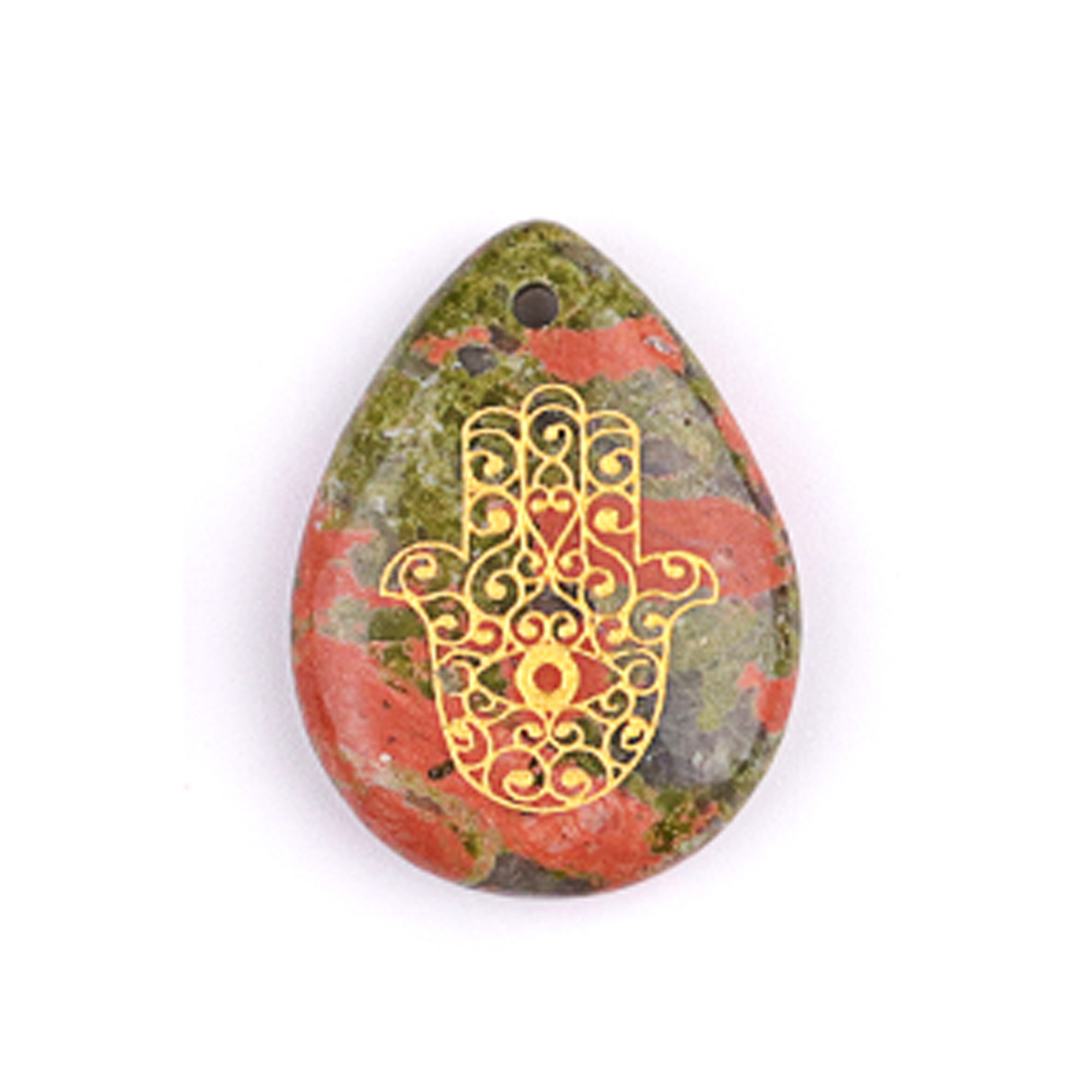 Gold Fatima Hand Teardrop Gemstone Pendant for Making Jewelry