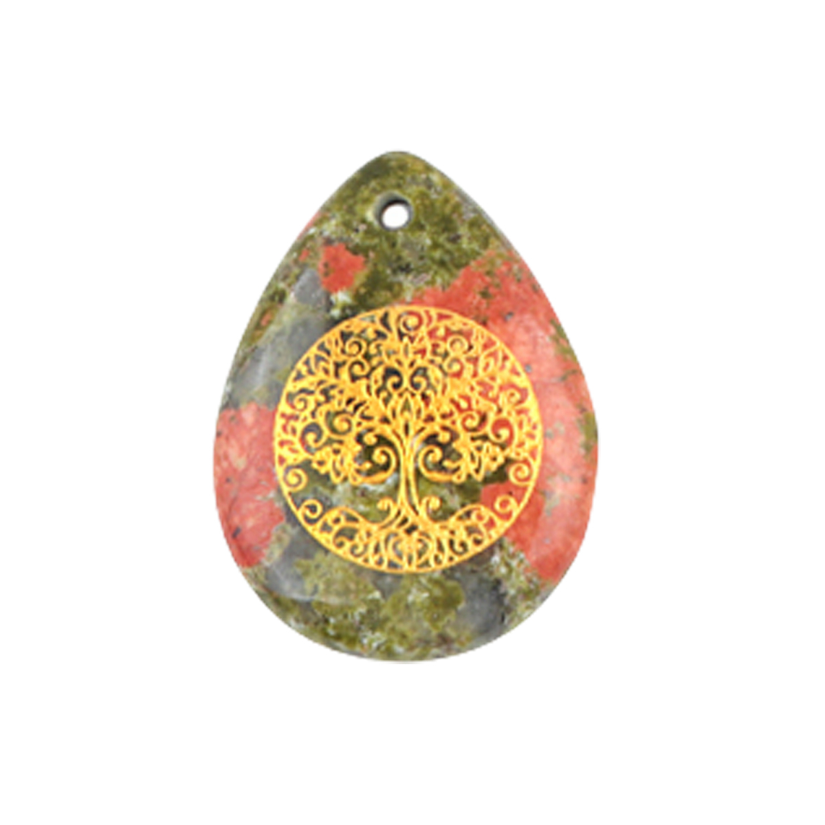 Gold Life of Tree Teardrop Gemstone Pendant for Making Jewelry