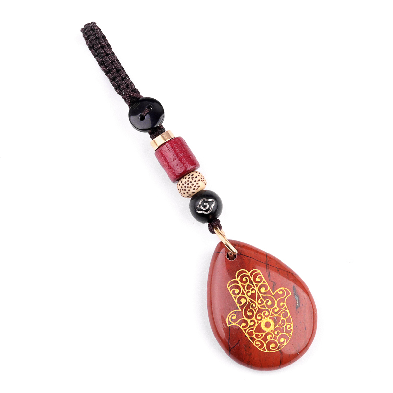 Gold Fatima Hand Teardrop Gemstone Pendant keychain Accessories