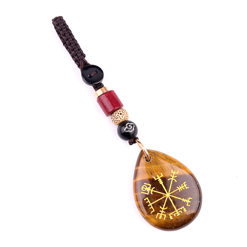 Gold Directional Sign Teardrop Gemstone Pendant keychain Accessories