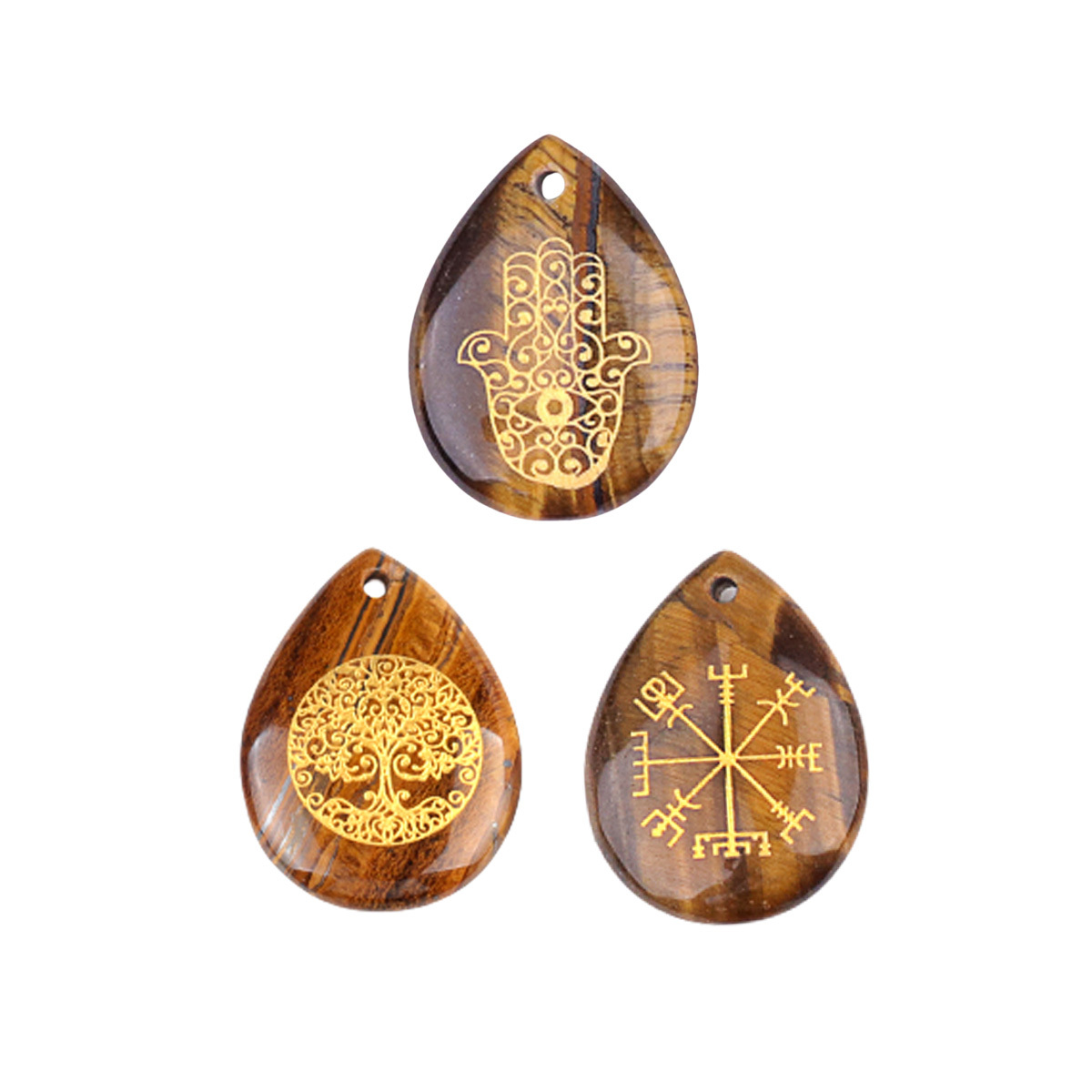 Gold Life of Tree Teardrop Gemstone Pendant for Making Jewelry
