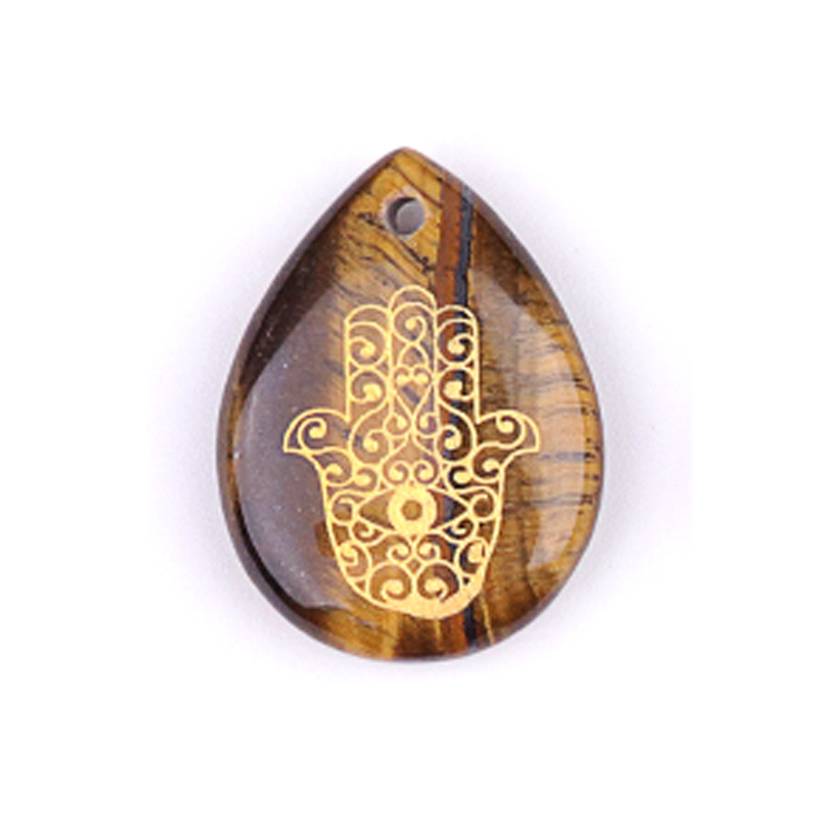 Gold Fatima Hand Teardrop Gemstone Pendant for Making Jewelry
