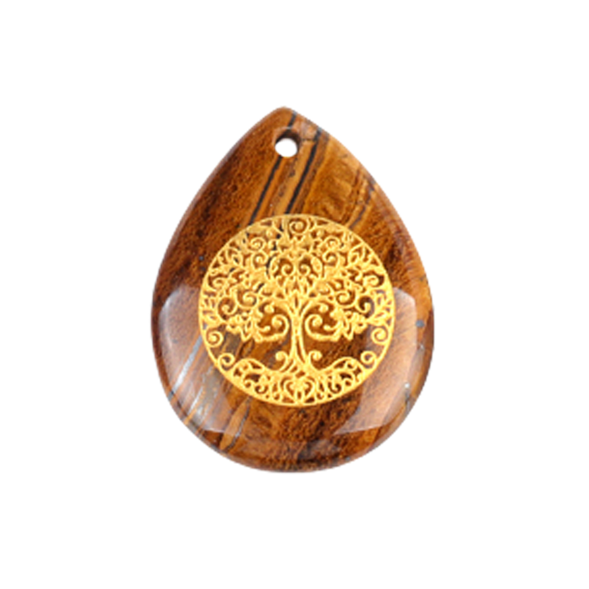 Gold Life of Tree Teardrop Gemstone Pendant for Making Jewelry