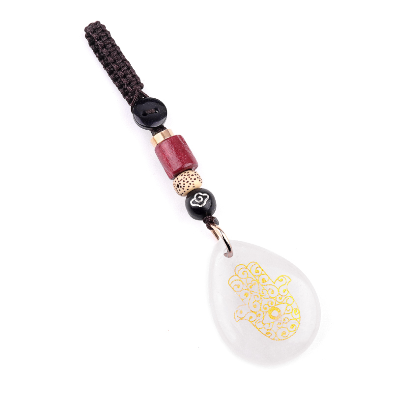 Gold Fatima Hand Teardrop Gemstone Pendant keychain Accessories
