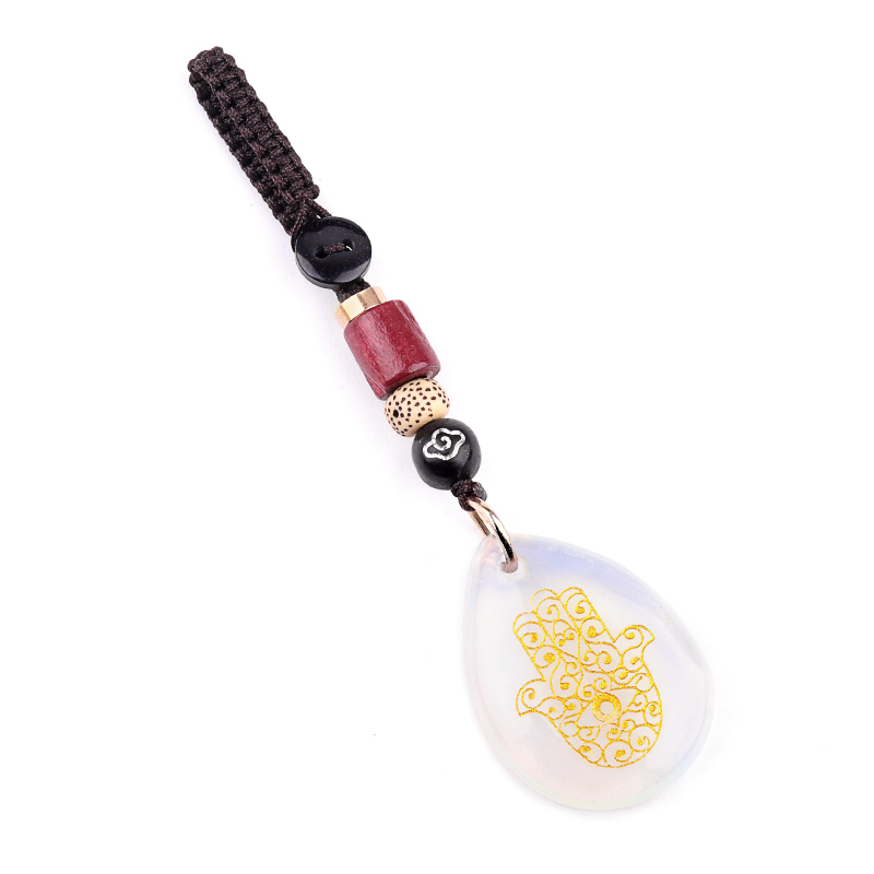 Gold Fatima Hand Teardrop Gemstone Pendant keychain Accessories