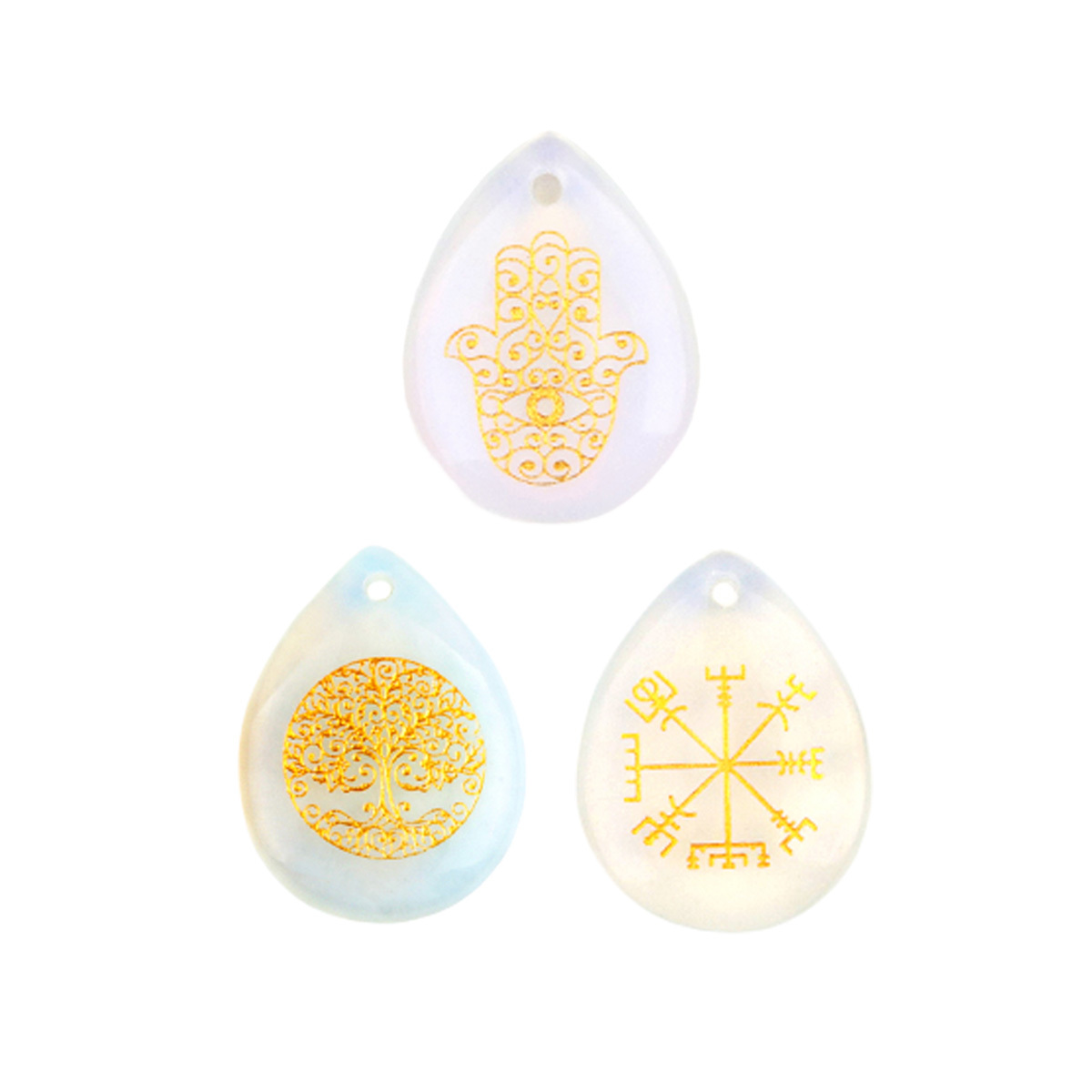 Gold Fatima Hand Teardrop Gemstone Pendant for Making Jewelry