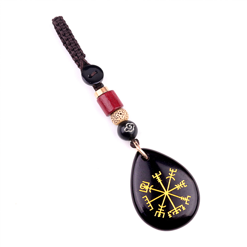 Gold Directional Sign Teardrop Gemstone Pendant keychain Accessories