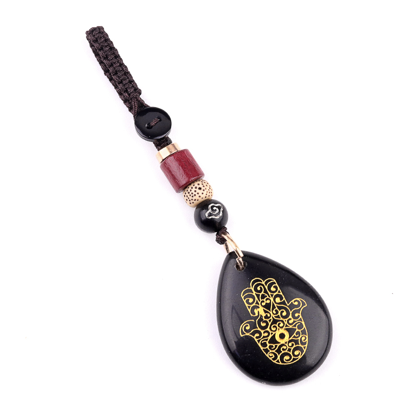 Gold Fatima Hand Teardrop Gemstone Pendant keychain Accessories