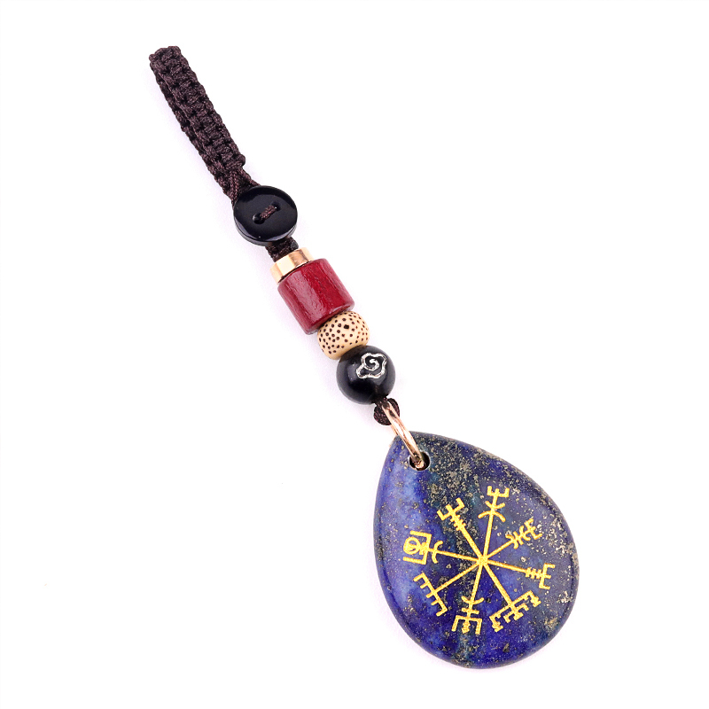 Gold Directional Sign Teardrop Gemstone Pendant keychain Accessories