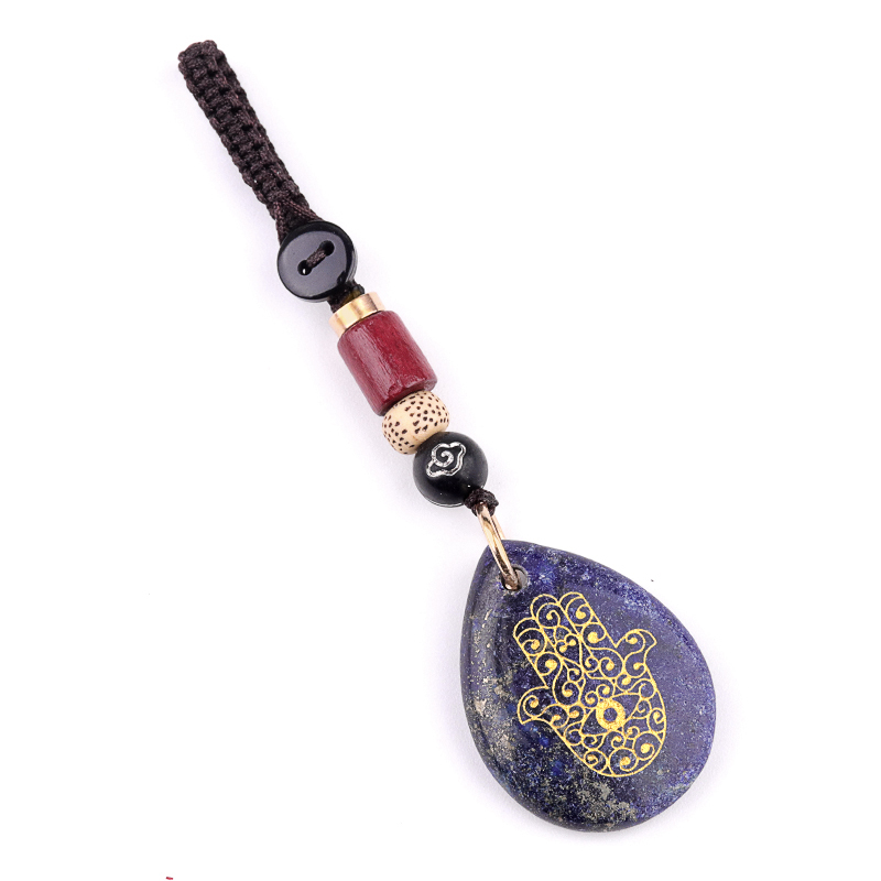 Gold Fatima Hand Teardrop Gemstone Pendant keychain Accessories