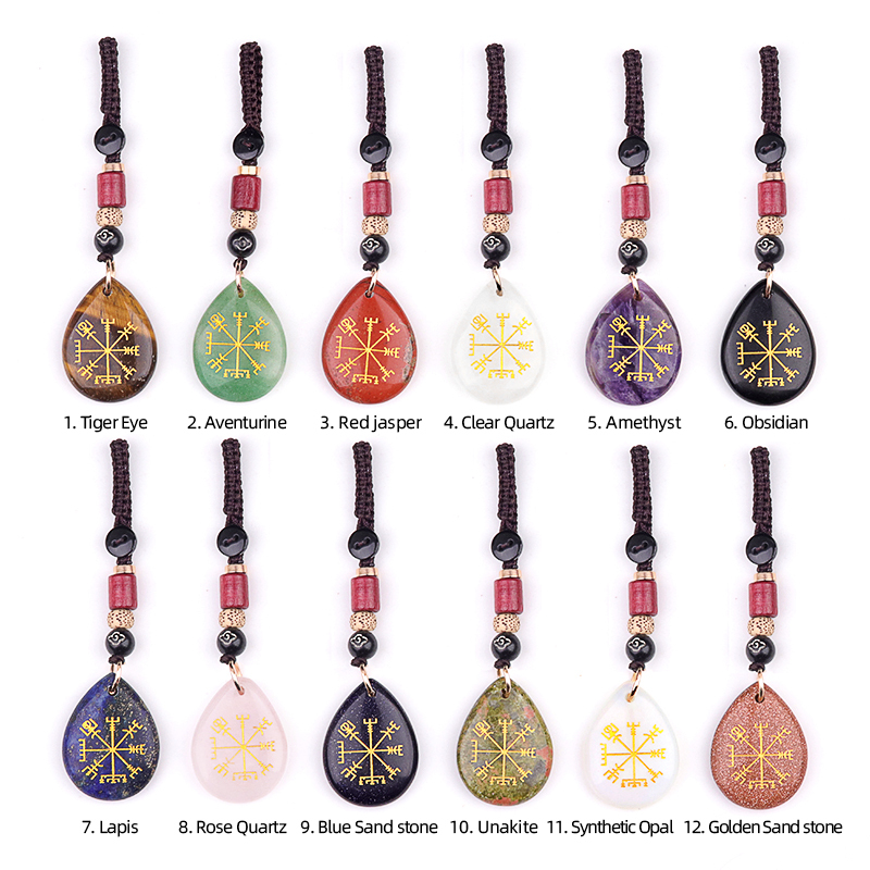 Gold Directional Sign Teardrop Gemstone Pendant keychain Accessories