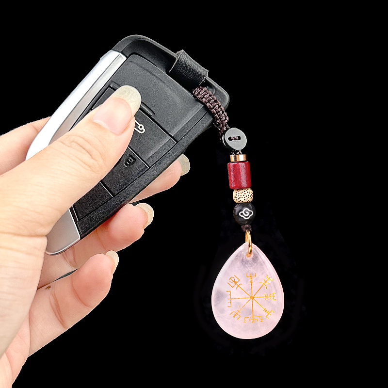 Gold Directional Sign Teardrop Gemstone Pendant keychain Accessories