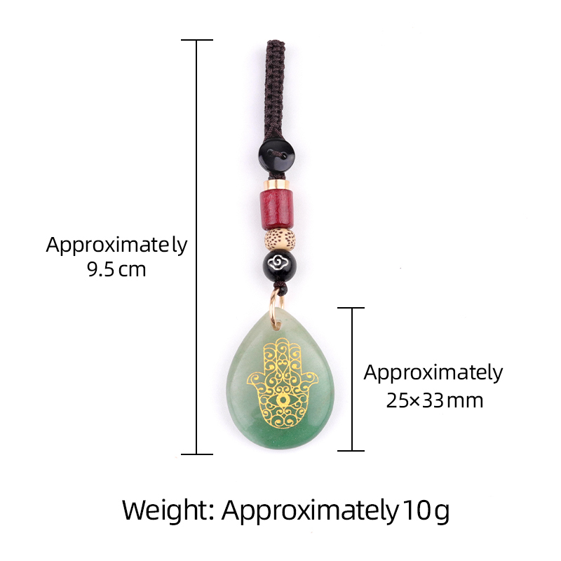 Gold Fatima Hand Teardrop Gemstone Pendant keychain Accessories