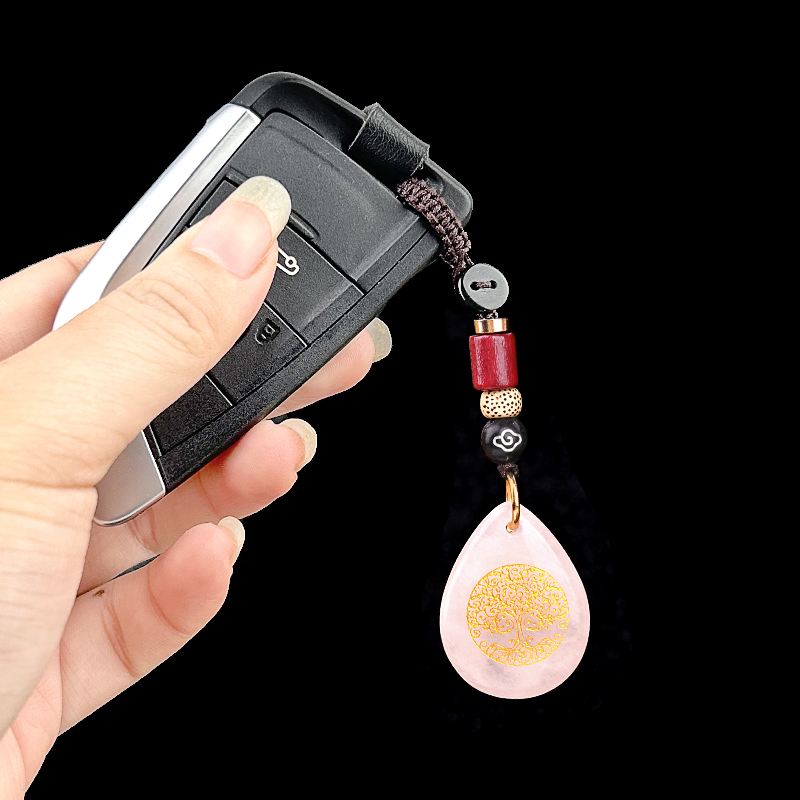 Gold Life of Tree Teardrop Gemstone Pendant keychain Accessories