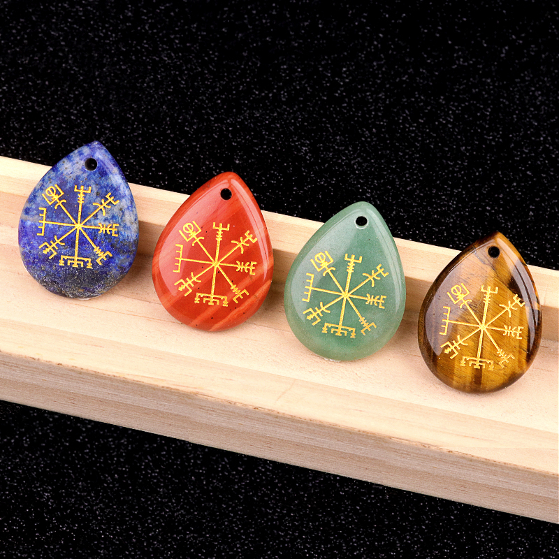 Gold Directional Sign & Aim Teardrop Gemstone Pendant for Making Jewelry