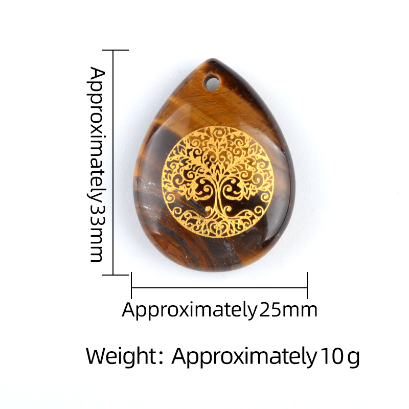 Gold Life of Tree Teardrop Gemstone Pendant for Making Jewelry