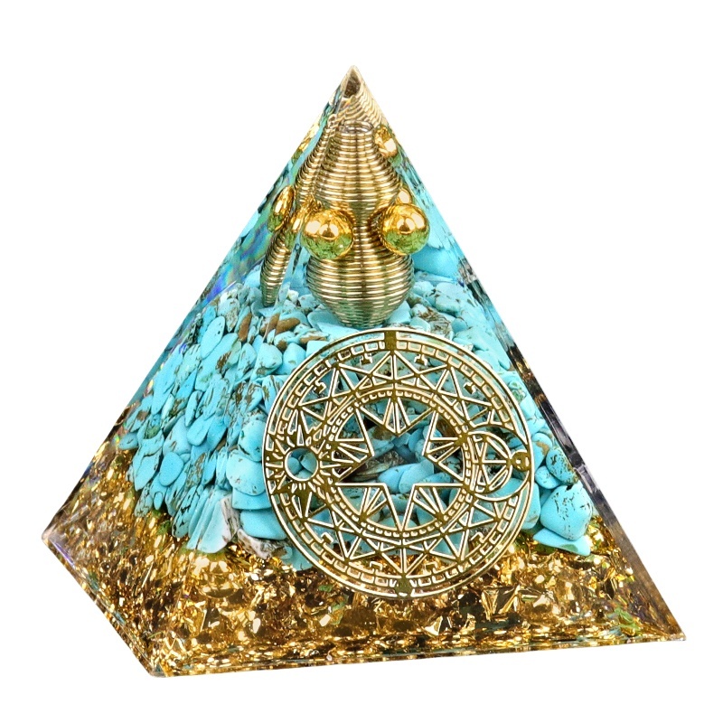 Chip Stone 60MM Resin Pyramid Ornament for Home & Office Decoration