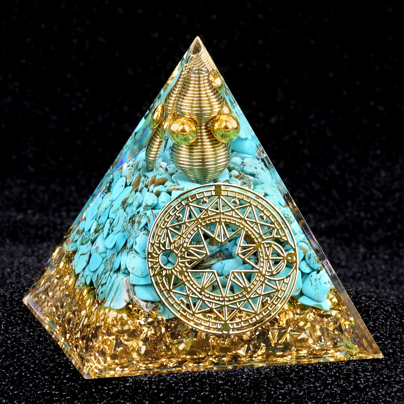 Chip Stone 60MM Resin Pyramid Ornament for Home & Office Decoration