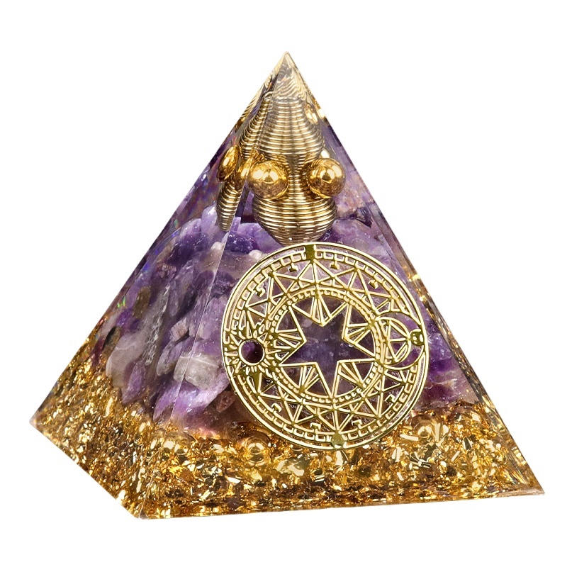 Chip Stone 60MM Resin Pyramid Ornament for Home & Office Decoration
