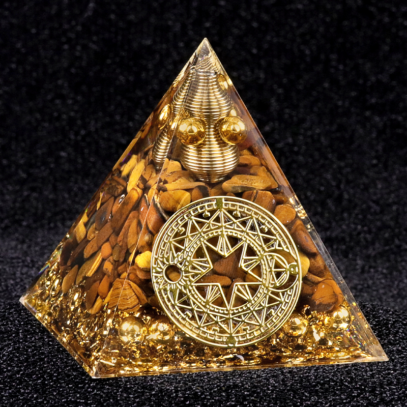 Amethyst Chip Stone 60MM Resin Pyramid Ornament for Home & Office Decoration