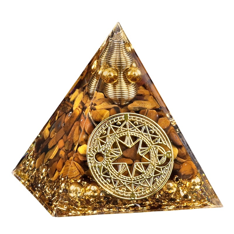 Chip Stone 60MM Resin Pyramid Ornament for Home & Office Decoration
