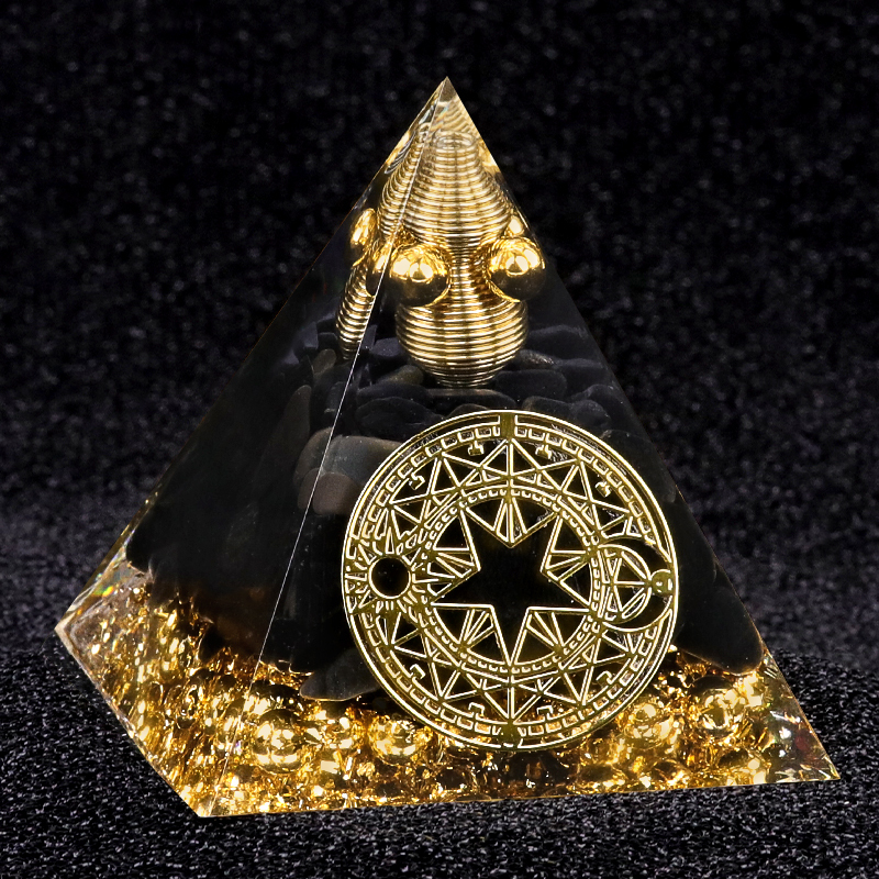 Amethyst Chip Stone 60MM Resin Pyramid Ornament for Home & Office Decoration