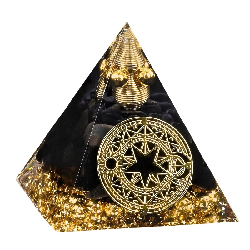 Chip Stone 60MM Resin Pyramid Ornament for Home & Office Decoration