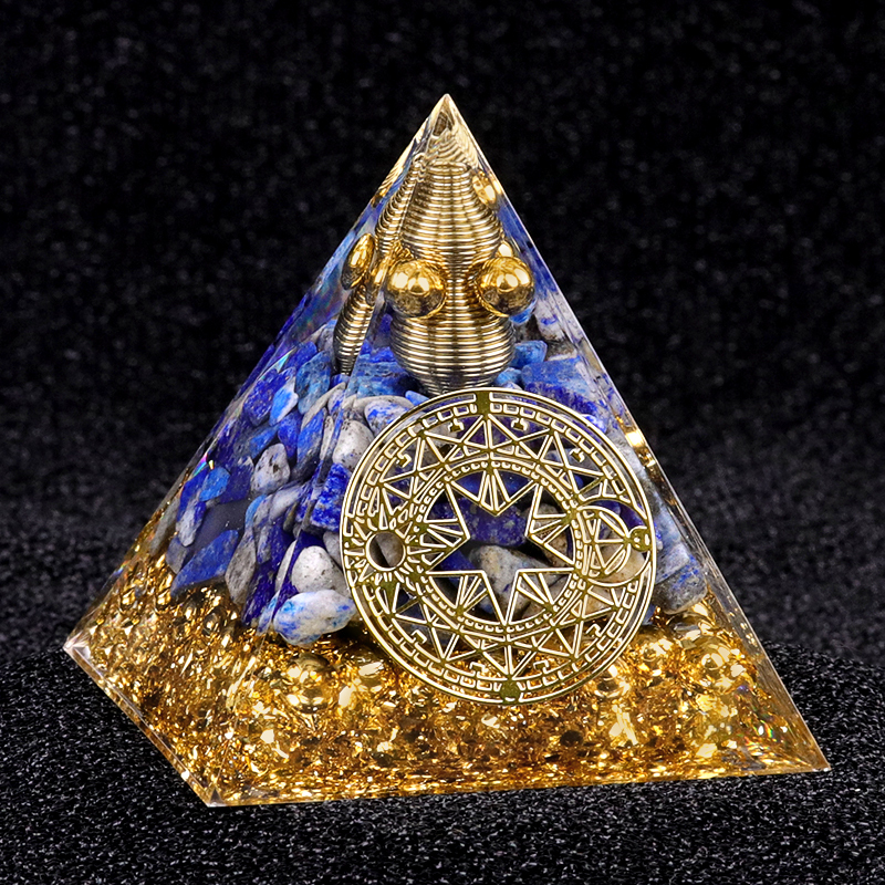 Amethyst Chip Stone 60MM Resin Pyramid Ornament for Home & Office Decoration