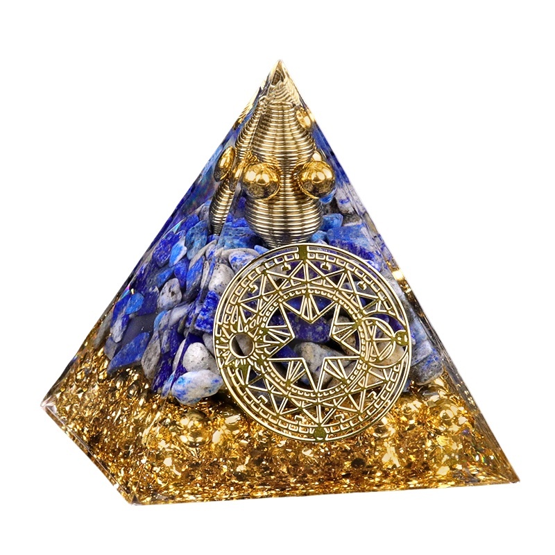 Chip Stone 60MM Resin Pyramid Ornament for Home & Office Decoration