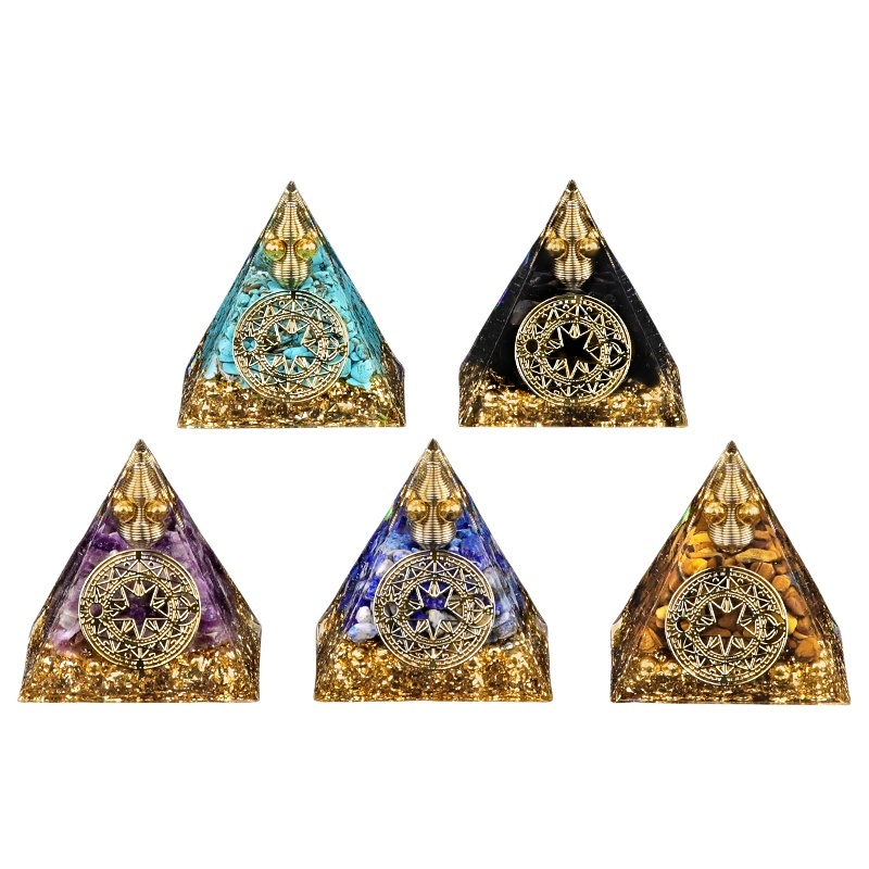 Chip Stone 60MM Resin Pyramid Ornament for Home & Office Decoration