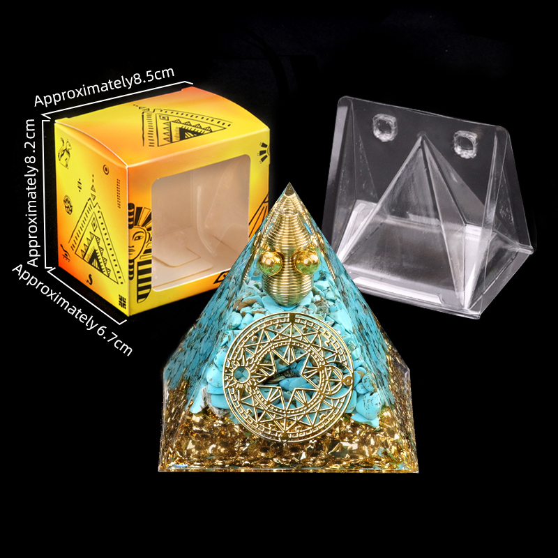 Chip Stone 60MM Resin Pyramid Ornament for Home & Office Decoration