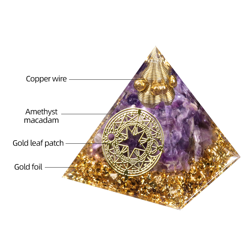 Chip Stone 60MM Resin Pyramid Ornament for Home & Office Decoration