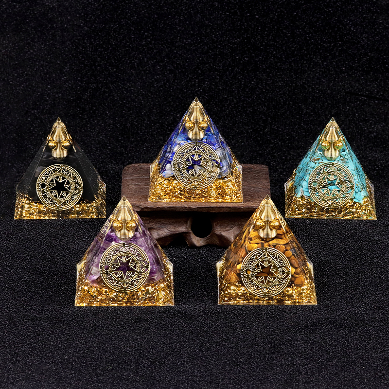Chip Stone 60MM Resin Pyramid Ornament for Home & Office Decoration