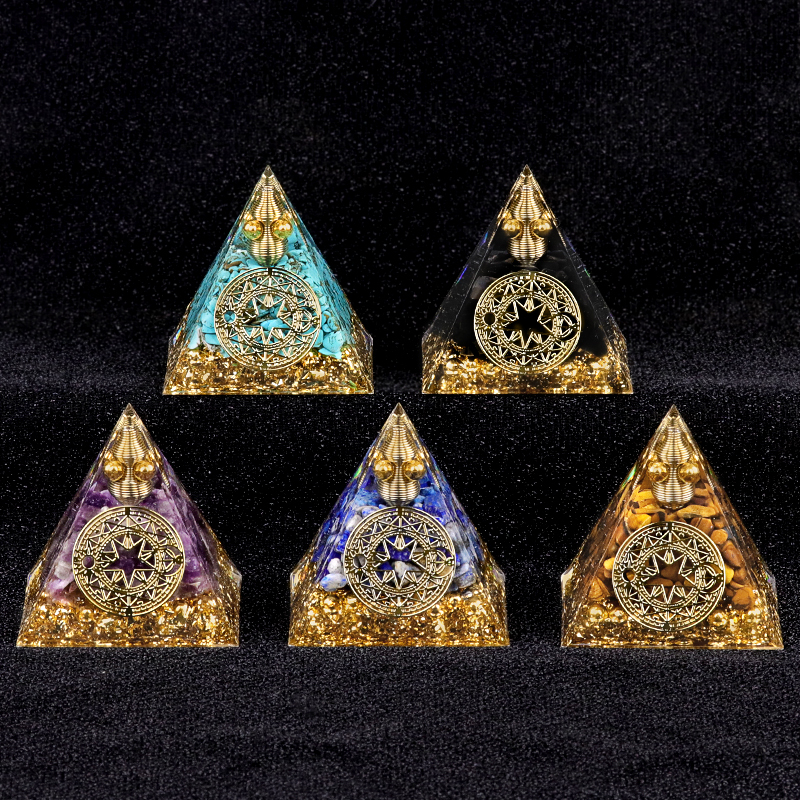 Chip Stone 60MM Resin Pyramid Ornament for Home & Office Decoration