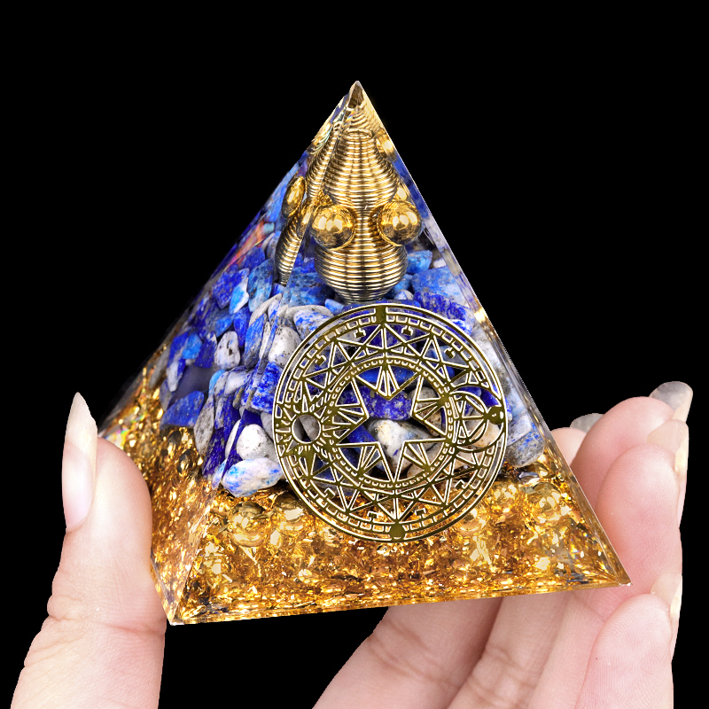 Chip Stone 60MM Resin Pyramid Ornament for Home & Office Decoration