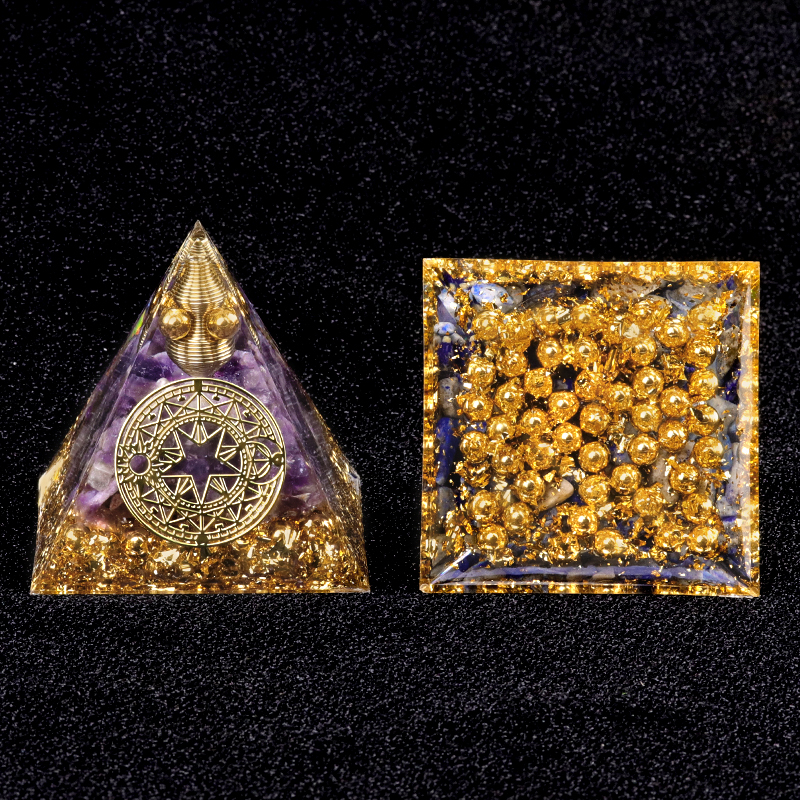 Chip Stone 60MM Resin Pyramid Ornament for Home & Office Decoration