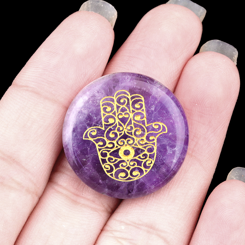 25MM Circular Disc Gemstone Ornament Handmade Craved Pattern-Hand For Home Decor