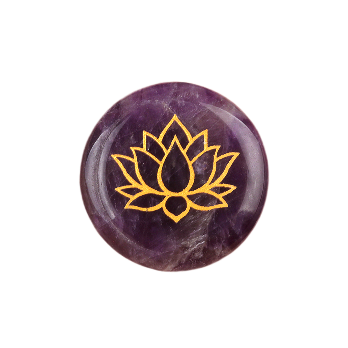 25MM Circular Disc Gemstone Ornament Handmade Craved Pattern-Lotus For Home Decor